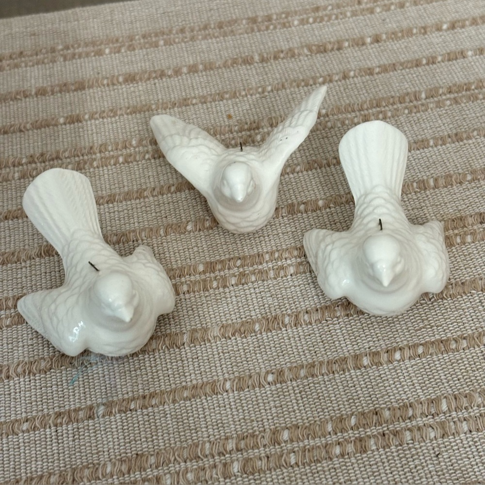 Vintage Ceramic Turtle Dove Ornament-set of 3 holiday garden pot